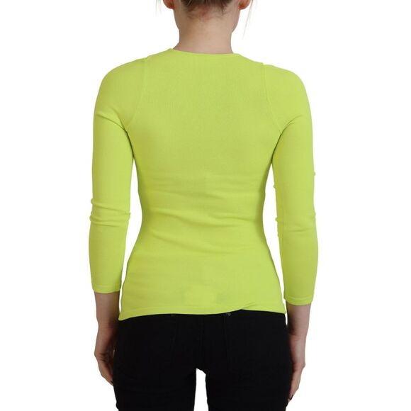 Dsquared² Yellow Green Viscose Open Shoulder Long Sleeves Women's Top - Picture 3 of 5